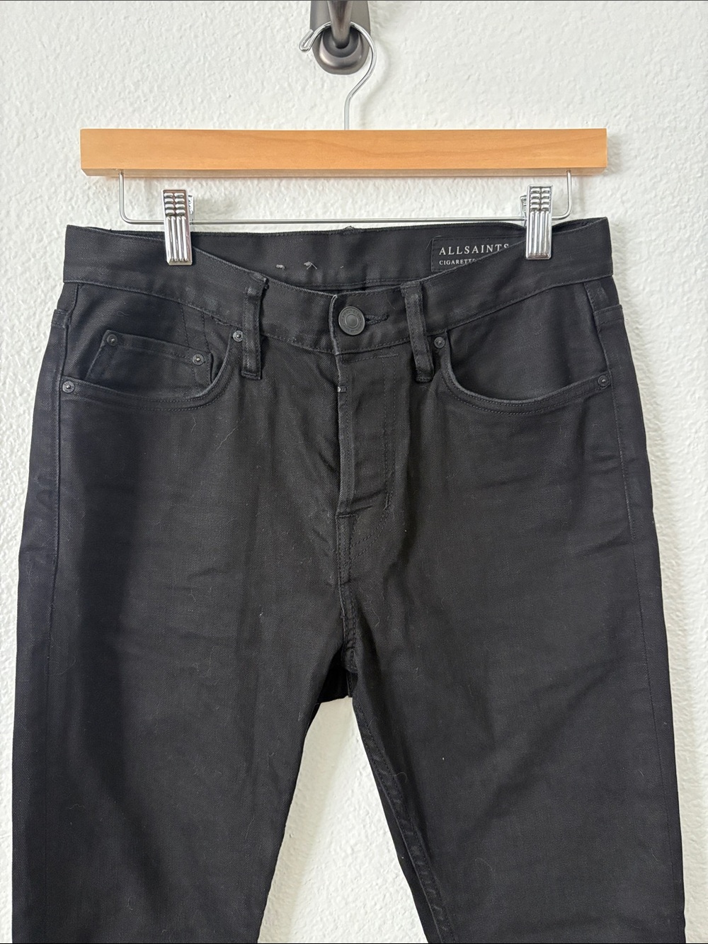 All Saints Black Ripped Knees Cigarette Jeans